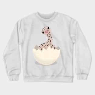 Cute baby ostrich in egg cartoon illustration Crewneck Sweatshirt